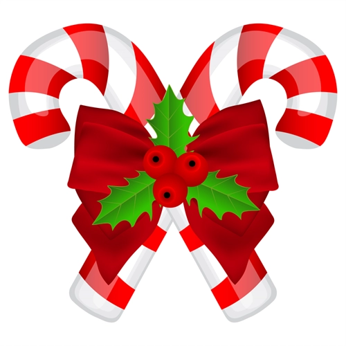 Christmas Decoration Candy Canes with Bow Sticker